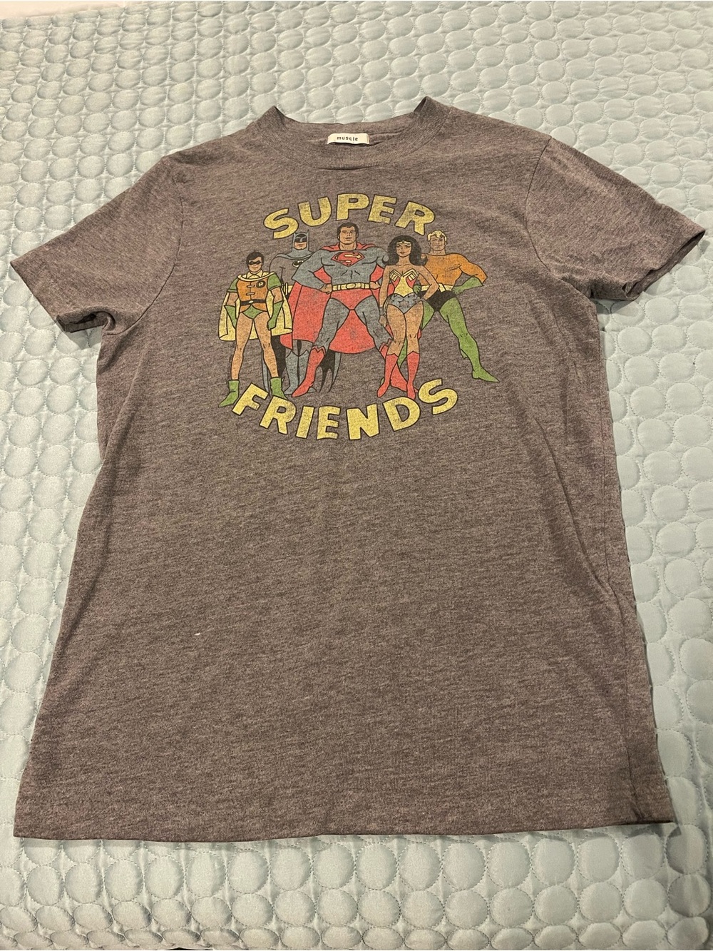 Abercrombie Kids 'Super Friends' Graphic Tee - Gray Superheroes Sz Medium 8/10